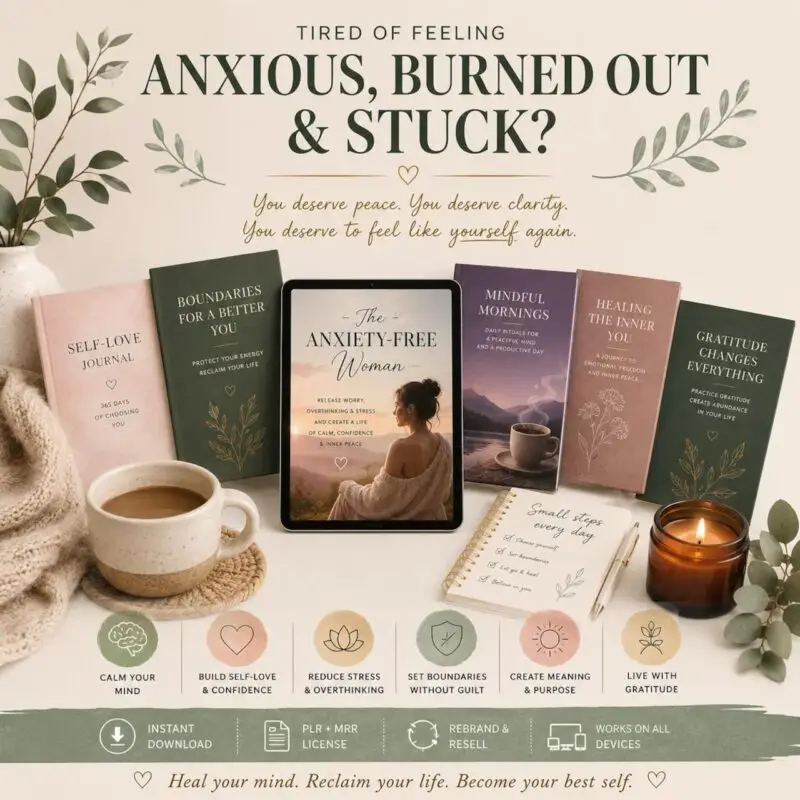 177 PLR eBooks Bundle Feminine Self Care Mental Health Journal | MRR Digital Product Starter Kit Commercial Use Coaching Lead Magnet